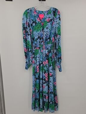 Lilly Pulitzer Loubella Smocked Midi Dress Soirée All Day Size 2